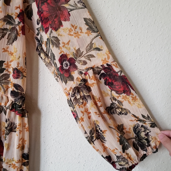 NEW Zara Floral Print Long Sleeve Midi Dress - Picture 10 of 12